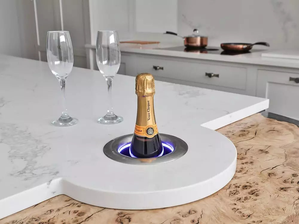 KAELO integrierter Champagner/Weinkühler Edelstahl poliert 300mm x 160mm